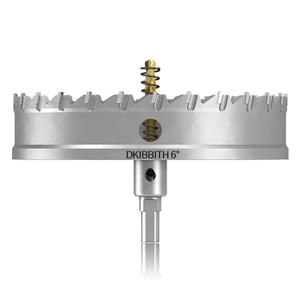 TCT Hole Saw Set, 6"(152mm) Heavy Duty Tungsten Carbide Tipped Hole Cutters for Stainless Steel Mild Steel Copper Iron Brass Plastic and More, with Titanium-Plated Pilot Drill Bits