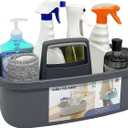 Multi-Purpose Plastic Cleaning Caddy with Handle, Shower Caddy Organizer/Storage Basket/Totes Portable for Bathroom Supplies, Cleaning Products, Under Sink Tool, Housekeepers (Grey) (1 Pack)