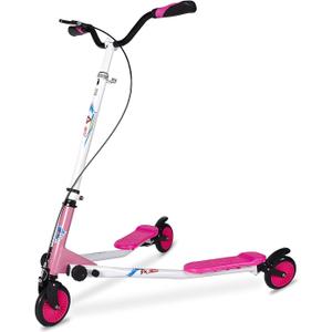Swing Wiggle Scooter, 3 Wheels Drifting Folding Kick Scooter with 4-Level Adjustable Height/Foldable for Kids/Woman/Men Age 6+ Years Old (Pink)