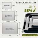 BRONYPRO Stainless Steel Baking Sheet Pan Set of 3, Cookie Sheets 9/12/16 In, Non-Toxic Uncoated Interior (PFOA & PTFE Free), Solid Warp-Resistant Cooking Trays for Oven & Toaster, Navy Exterior