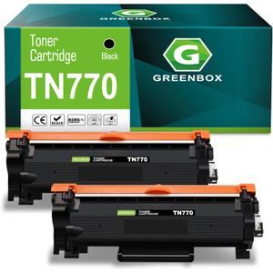 GREENBOX TN770 Black Toner Cartridge High Yield Replcement for Brother TN-770 TN770 Toner Cartridge for MFC-L2750DWXL MFC-L2750DW HL-L2370DW HL-L2370DWXL Printer, 2-Pack, 4,500 Pages