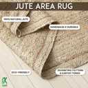 Natural Jute Area Rug 5' x 8' Home Decor Indoor Outdoor Handmade Boho Braided Rectangle Jute Area Rug for Farm House, Living Room, Hallway, Bedroom, Dinning Room, Kitchen, Office