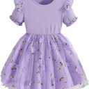 Toddler Baby Girls Tulle Tutu Dress Ruffle Short Sleeve Fluffy Dresses Cute Summer Sundress for Party Beach Casual (Purple)