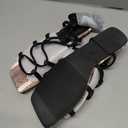 PiePieBuy Womens Lace up Square Toes Flat Sandals with Ankle Strap Summer Criss-Cross Gladiator Shoes Size 7 1/2