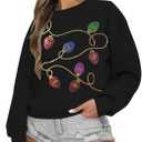 BANGELY Christmas Sequin Sweatshirt Women Christmas Light Sweatshirts Xmas Long Sleeve Shirts Holiday Crewneck Pullover Tops M