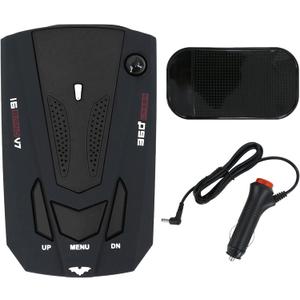Car Radar Detector - 360 Full Band Detection with Voice Alert, False Alert Filter & Waterproof Design, for Highways/Daily Driving, Long-Distance Tracking, LED DisplayOC16 Black