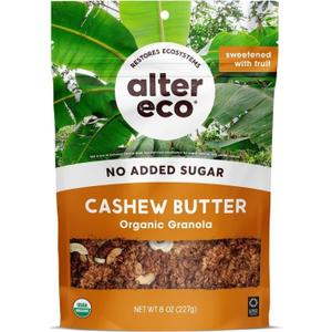 Alter Eco Cashew Butter Granola, Healthy, Organic Breakfast & Snack, Naturally Sweetened with Fruit, Vegan, No Artificial Sugars or Additives, Regeneratively-Farmed Oats (Cashew Butter - 1 Pack) (EXP 08/04/26)