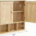 TaoHFE Natural Wooden Color Bathroom Wall Cabinet with 2 Door Adjustable Shelves,Over The Toilet Storage Wall Mounted Medicine Cabinets for Bathroom Laundry Room Kitchen