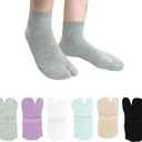 Tabi Socks Athletic Cotton Crew Length Quarter Ankle Two Toe for Women and Men, 6 Pk Black White Gray (Light Gray / Purple / White / Blue / Beige / Black)