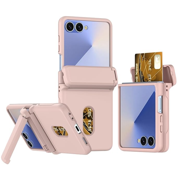 Asuwish Phone Case for Samsung Galaxy Z Flip 7 5G 2025 Cover and Cell Accessories Card Holder Slot Stand Kickstand Silicone Slim Hybrid Dual Layer Protective ZFlip7 Z7 G Flip7 7Z Women Men Green