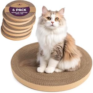 6pcs Cat Scratch Pad, Cat Scratcher Cardboard & Cat Scratching Pads - Round Cat Scratcher Refill, 10 Inch Diameter 7/8 Inch Thick cat scratchers for Indoor Cats