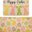 Nialnant Easter Kitchen Rugs Set of 2, Non Slip Kitchen Mats for Floor, Absorbent Rubber Kitchen Rugs, Bunny Eggs Kitchen Mat for Front of Sink 17'' x 47'' + 17'' x 30''