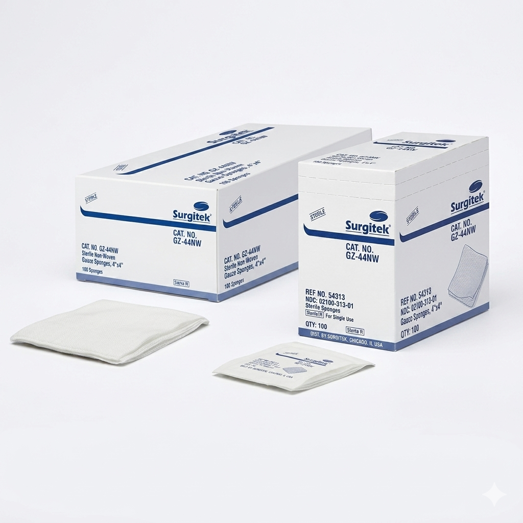 Latex-free, 12-ply, Gauze Sponges-4" X 4"/ 10cm X 10cm
