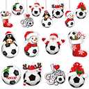 Chunful 24 Pcs Soccer Ornaments for Christmas Tree Sports Ball Ornaments Acrylic Hanging Christmas Tree Decoration for Holiday Party Supplies, 8 Styles