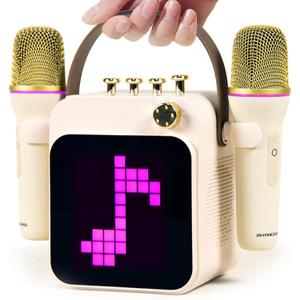 Rhymcore Karaoke Machine with Screen, Voice Changer & Vocal Removal, Portable Karaoke Machine for Adults & Kids 8-12, 6 Sound Modes, 3600mAh Long-Lasting Battery, Wireless Speaker, Gift for Family