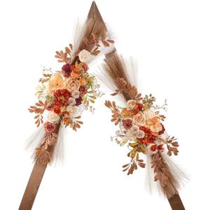 Wedding Arch Flowers, Artificial Flowers for Decoration, Large Flower Swag for Boho Styles Wedding Ceremony Floral Decor - Pack of 2 (Champagne Pampas)
