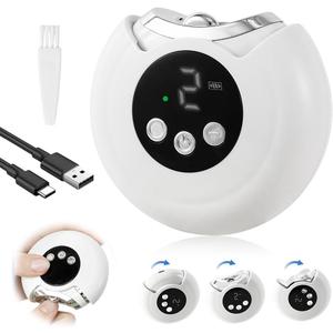 Automatic Electric Nail Clipper with Light, 3-Speeds Levels and Nail Clip Storage, LCD Digital Display, USB Rechargeable Safety Electric Nail Trimmer Suitable for Adults, Seniors, Children (Purple)