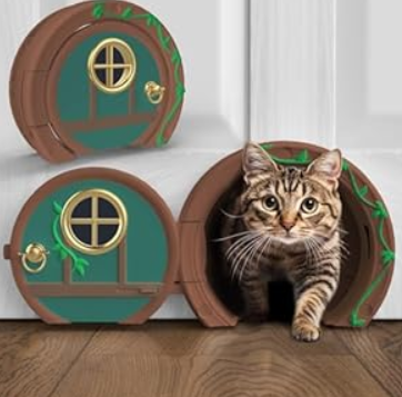 Gnome Door Cat Door for Interior Doors - Stylish & Functional with No Flap, Lockable, and Easy Installation, Spacious Large Kitty Door for Cats Up to 20 lbs, Private and Comfortable Pet Door (Green)