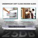 Hitess 6 Pair 18 Inch Undermount Soft Close Drawer Slides Full Extension, 21 Inch