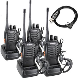 BaoFeng BF-888S Two Way Radio with Built in LED Flashlight (Pack of 4) + USB Programming Cable