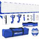 Haokelball Outdoor Portable Heavy Duty Volleyball Net Set for Backyard with Adjustable Height Poles, Net Tension Adjuster, Volleyball, Pump, Boundary Line and Carry Bag