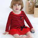 Baby Girl Fall Clothes: Soft Long Sleeve Bow Tie Print Outfits Casual Birthday Party Clothing for 6Months-3T (Red)