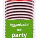 Amazon Basics Disposable Plastic Party Cups, Red, 18oz, 50 Count