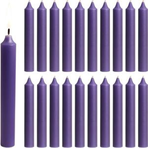 Biedermann & Sons Purple Chime Candles (20 Count), Unscented Dripless Tapers, 4 Inch Tall 0.5 Inch Diameter, 2 Hour Long Burning Paraffin Wax, for Angel Chime Carousels and Holders