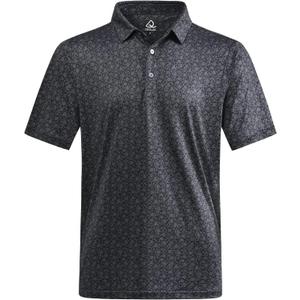 DEOLAX Mens Polo Shirts Fashion Print Mens Golf Shirt Dry Fit Mens Golf Polo Short Sleeve Quick Dry Funny Golf Shirt for Men (Large, Black-5)