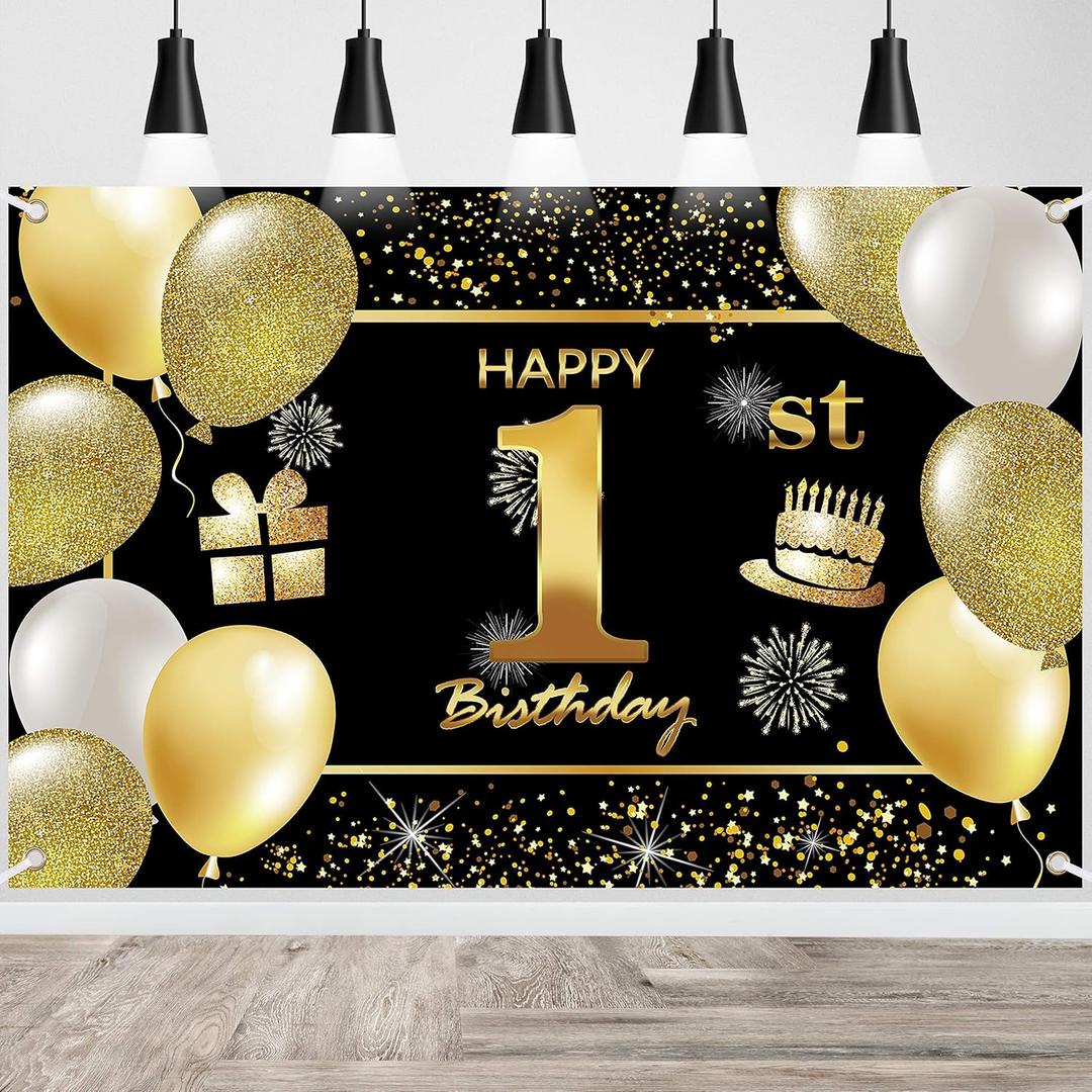 1st Happy Birthday Banner - Decorations for Men's Birthday Party
