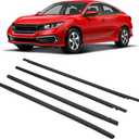 4 Pcs Car Outer Door Window Moulding Trim Weatherstrip Seal Belt Compatible with Honda Vehicle Civic 4 Door Sedan 2016-2021, Replace#72450-TEA-T01 72410-TEA-T01 72950-TEA-T01 72910-TEA-T01