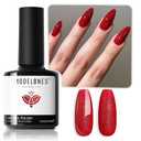2 x modelones Red Gel Nail Polish Glitter Red Gel Polish Soak Off UV LED Lamp Gel Polish Christams New Year Manicure Gift for Women Girl 15ML (A1-Shimmer Red)