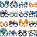Ireer 32 Pcs Space Party Favors Space Party Paper Eyeglasses Astronaut Solar Paper Glasses Supplies Birthday Photo Booth Props Planet Birthday Supplies Decorations