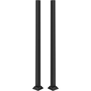 2PCS Black Deck Railing Wrought Iron Handrail Kit, 38/48/60 inch Aluminum Railing Post Kit, Stair Balusters with Rectangular Base for Steps, Stairway, Deck, Patio Stairs (38")