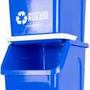 Recycling Rules! 6 Gallon Stackable Recycling Bin Container in Blue, Eco-Friendly BPA-Free Handy Recycler with Handle, 2-Pack