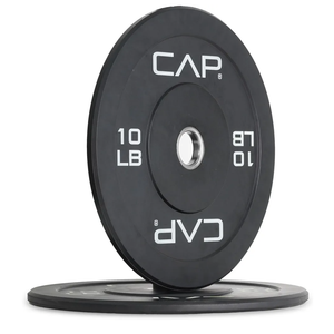 CAP Barbell Economy Olympic Bumper Plate Set with White Logo, Black, 10 lb Pair