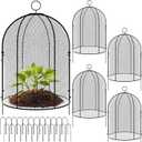 Novabright 4 Pack Garden Cloches for Plants 12" x 16" with Stakes & Zip Ties, Plant Covers from Animals Large Metal Mesh Chicken Wire Cloche Plant Protector Cage for Vegetable Garden Outdoor (Black)
