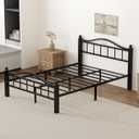 Metal Full Size Bed Frames with Headboard, 1500lb No Squeak Metal Platform with Headboard, 12" Underbed Storage, Tool-Free 30-Min Assembly No Box Spring Needed for Dorms/Apartments