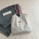 JINFANRUI Shoulder Bag for Women cute floral tote crossbody bag Canvas Shoulder Hobo Bag with handle for travel shopping (Blue)