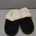 Evshine Warm Knit House Slippers for Women Comfy Wool-Like Lined Chenille Slippers with Memory Foam and Indoor Outdoor Soles (8-8.5, Black)