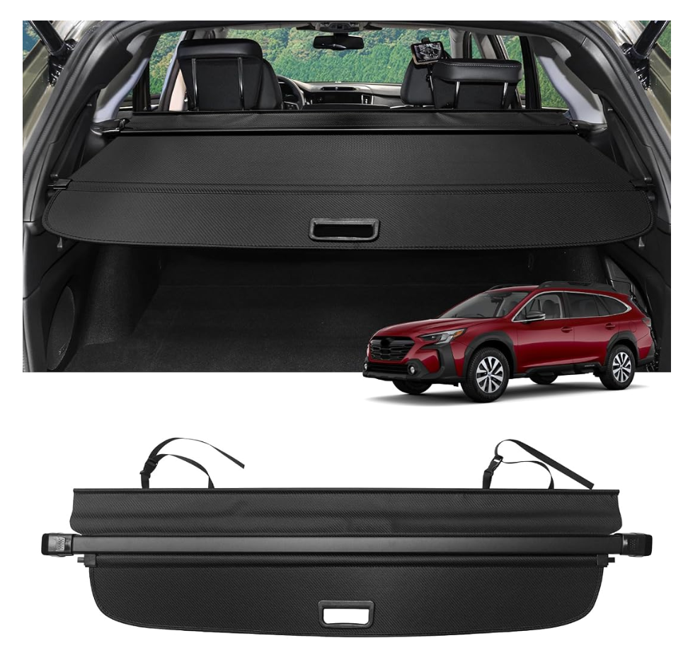 Cargo Cover for Outback 2020-2023 2024 2025 2026 Accessories No Gap Retractable Trunk Cover Security Shielding Shade Cargo Luggage Cover Trunk Privacy Protection (Carbon Fiber Texture)