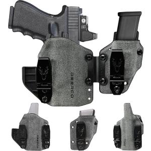 Deerco Appendix Carry Holster Compatible with Glock 19-Soft Surfacefor Comfort Holster with Removable Magazine Pouch,IWB&AIWB Holster Fits G19 Gen1-5;23;32;19X & P10C Frosted Grey