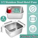 Zubebe 8 Pcs Hotel Pans Stainless Steel Steam Table Pan 1/2 Half Size 6 Inch Restaurant Steam Table Pan Deep Metal Food Tray Commercial Food Pans for Restaurant Party Buffet Catering