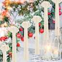 4 Pcs Large Velvet Bows for Christmas Tree 35.5 x 11.8 Inches Rustic Velvet Ribbon Bow Christmas Swag Wreath Staircase Bows Vintage Raw Edges Tree Topper for Indoor Outdoor Decor(Beige)