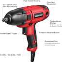 Eastvolt 800W Electric Impact Wrench, Heavy Duty 7.5 Amp Corded Max Torque 450 Ft-lbs 3400 RPM, 1/2 Inch with Hog Ring Anvil