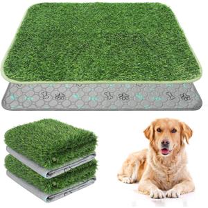 KOOLTAIL Dog Grass Pad with Washable Pee Pads for Puppy Potty Tray,2 Pack 32"*38" Soft Artificial Turf Multipurpose Reusable Grass Patch Pads for Dogs Litter Box, Leakproof for Doggie Training