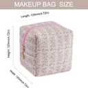 Cube Cosmetic Makeup Bag Small Cotton Quilted Makeup Pouch for Purse Cute Floral Travel Toiletry Zipper Pouch (Pink Floral)