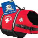 Dog Life Jacket - Swimming Vest for Dogs, Adjustable, Reflective, Comfortable, Multiple Colors, Patterns, XX-Small to Extra Large Dog Swim Vest with Handle (Red, X-Large)