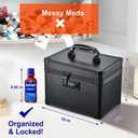 Lockable Security Storage Box - Shiny Black Safe Combination Lock Box, Cabinet Med Organizer, 10 x 7 x 9 Inches Safe Case for Documents, Valuables, Medicine & Money