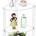 Clear Triangle Acrylic Side Table for Small Space, 11.81" L x 11.81" W x 26.7" H, 3-Tier Corner Shelf Stand End Table for Living Room Bedroom, Corner Display Rack Storage Shelf for Bathroom